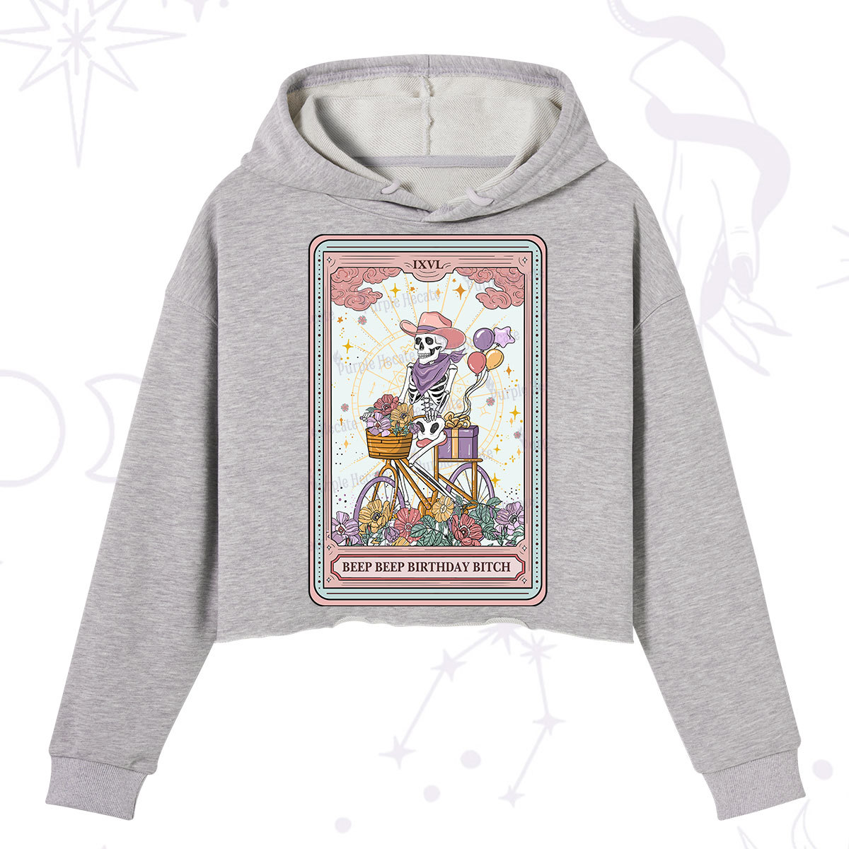 Purplehecate The Beep Beep Birthday Bitch Tarot Crop Hoodie