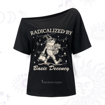 Purplehecate Radicalized By Basic Decency One Shoulder T-Shirt