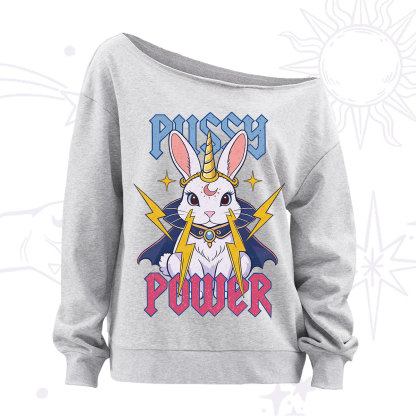 Purplehecate Pussy Power Magic Bunny Off The Shoulder Sweatshirt