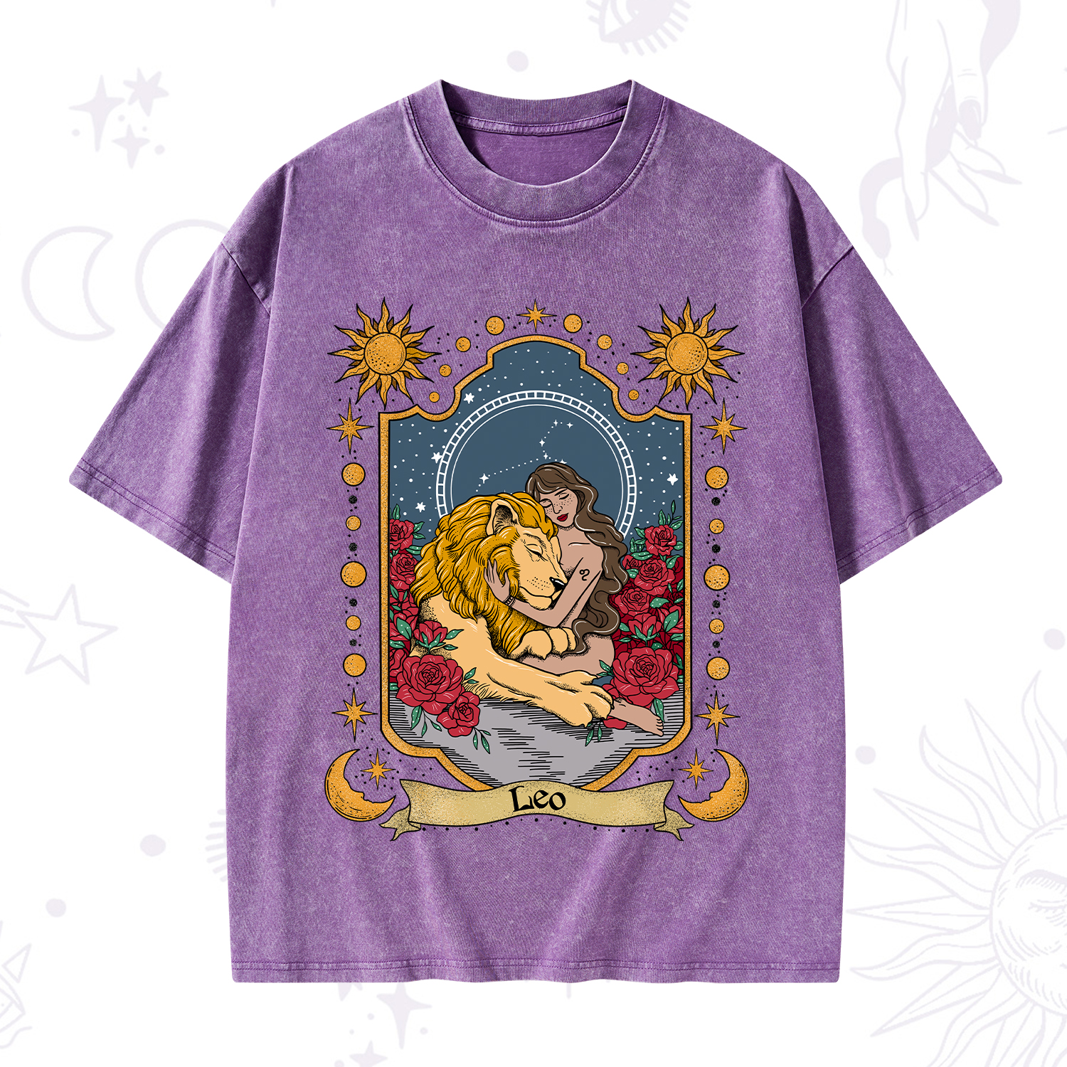 Purplehecate Leo Zodiac Washed T-Shirt