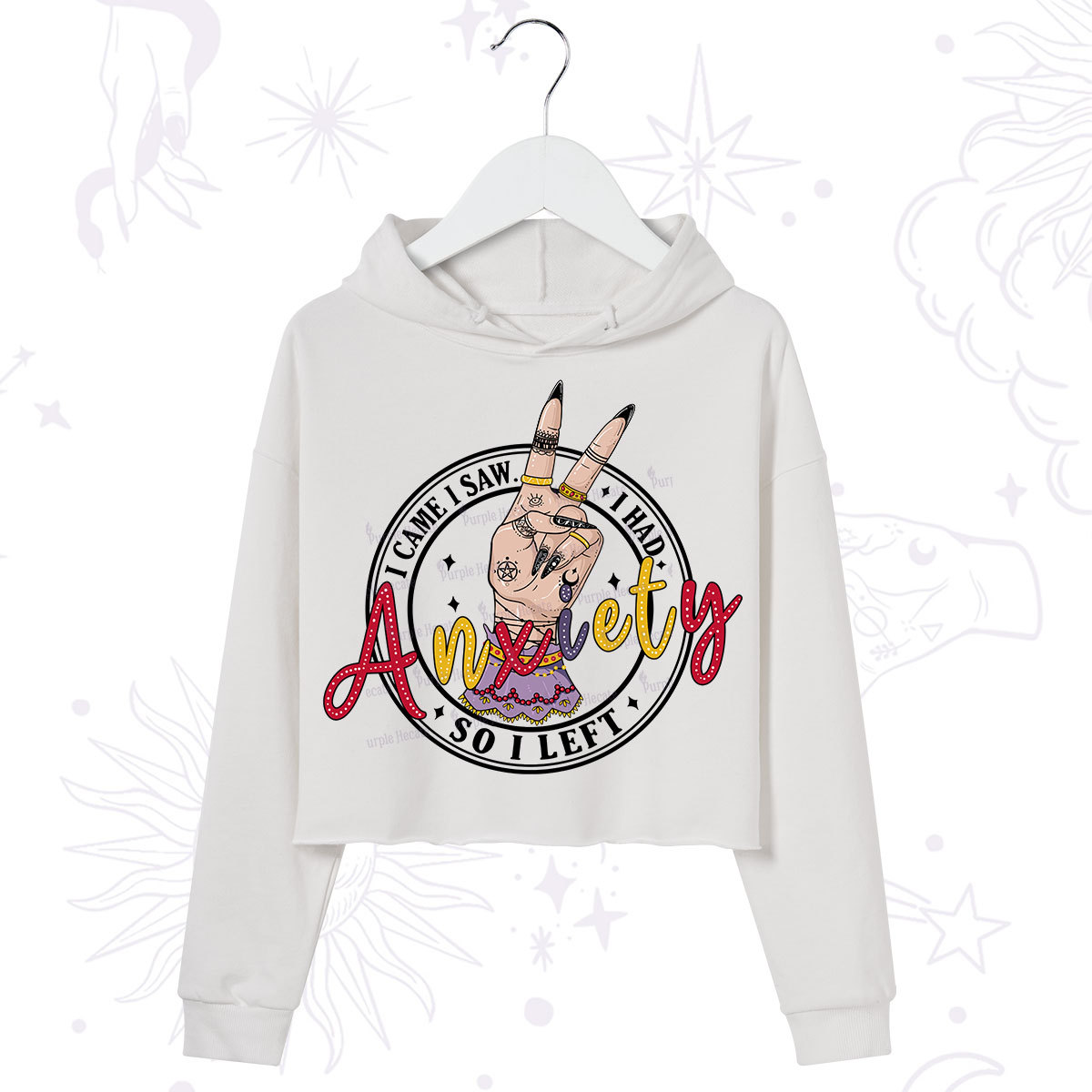 Purplehecate I Had Anxiety So I Left Crop Hoodie