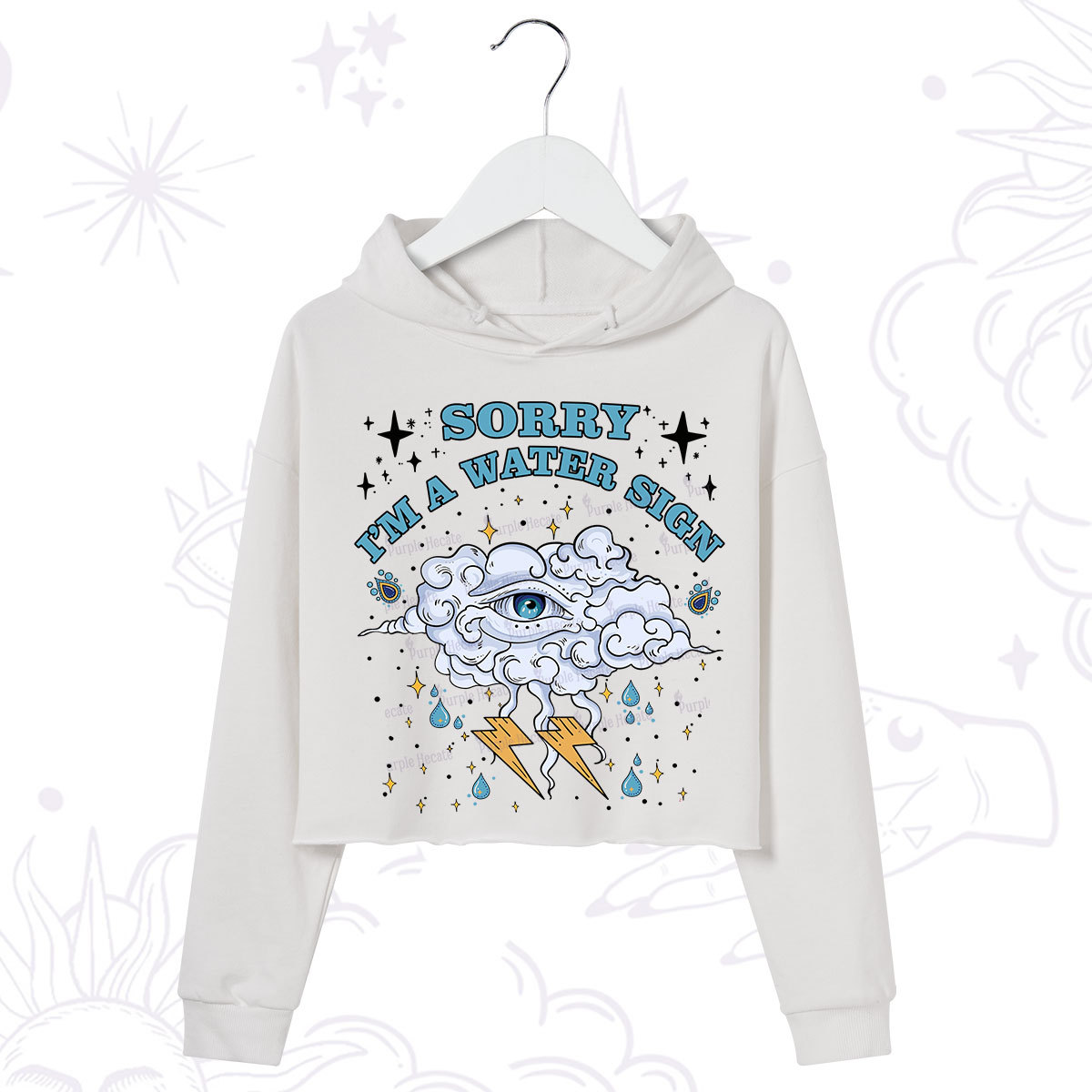 Purplehecate Sorry I'm A Water Sign Crop Hoodie