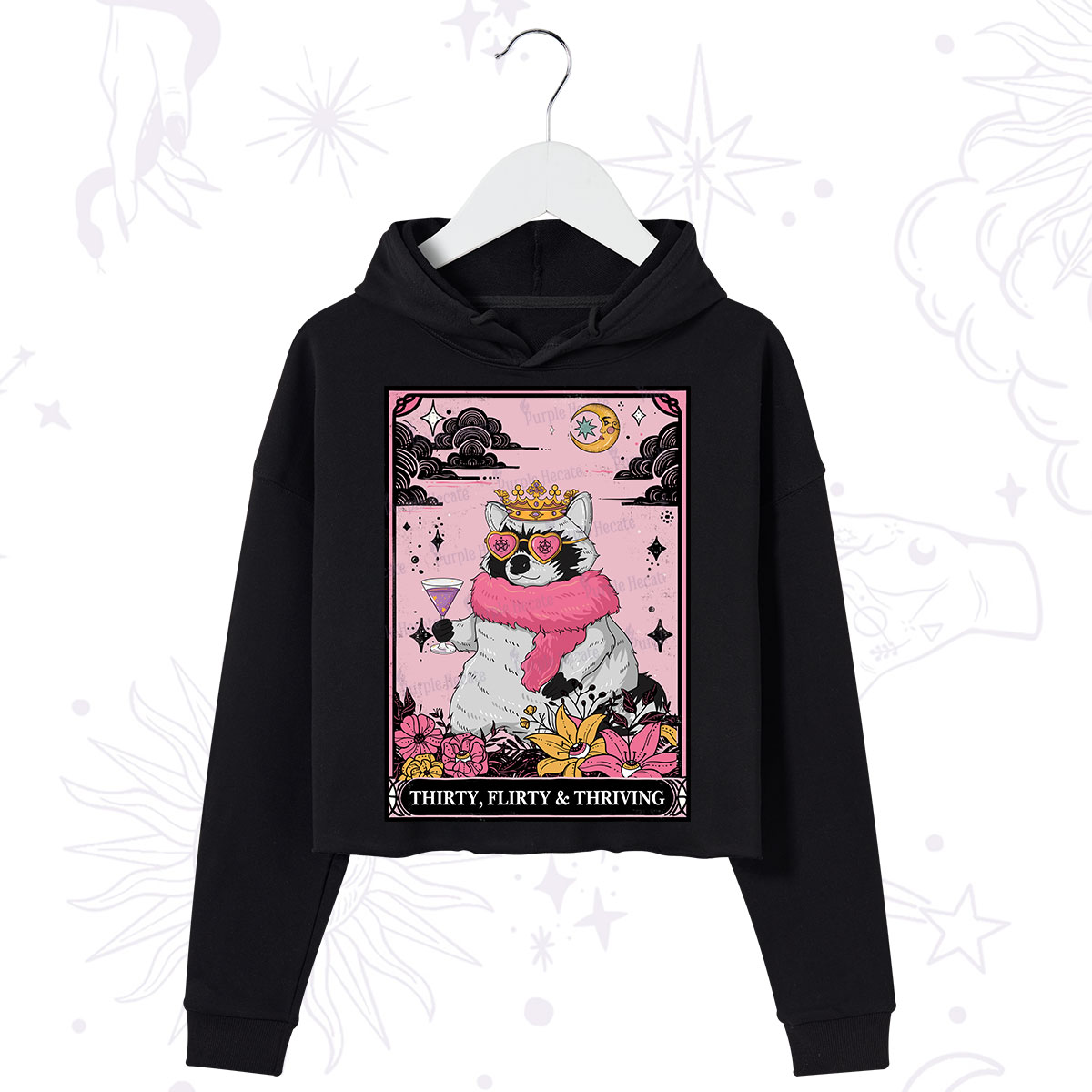 Purplehecate The Thirty Flirty Thriving Oracle Card Crop Hoodie