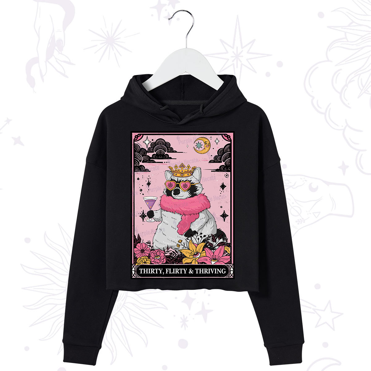 Purplehecate The Thirty Flirty Thriving Oracle Card Crop Hoodie