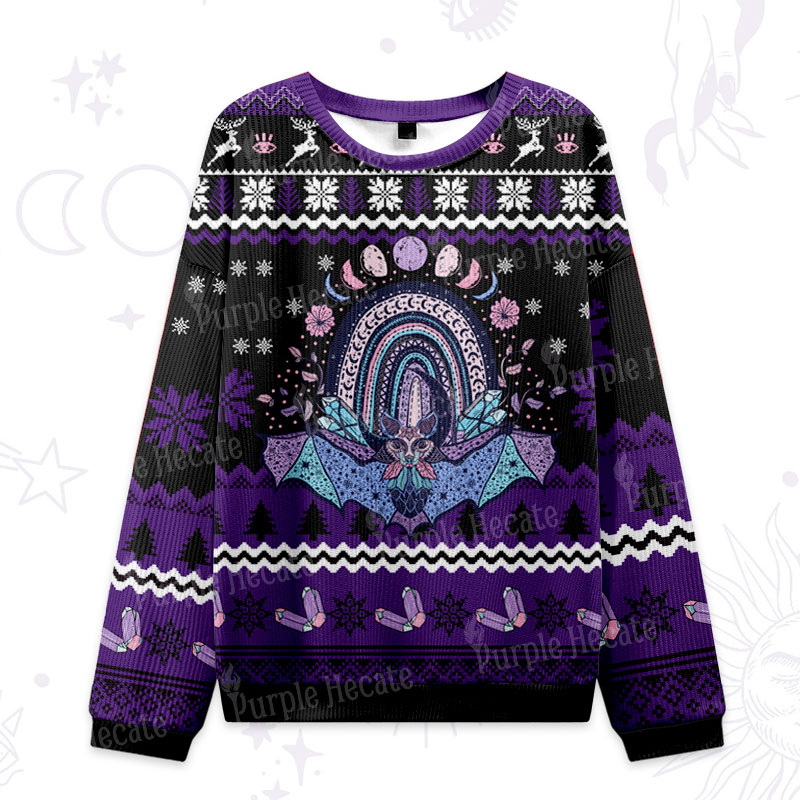 Purplehecate Moon Phase Bat Ugly Christmas Sweatshirts