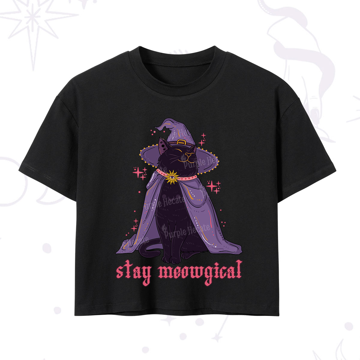 Purplehecate Stay Meowgical Cat Crop T-Shirt