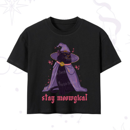 Purplehecate Stay Meowgical Cat Crop T-Shirt