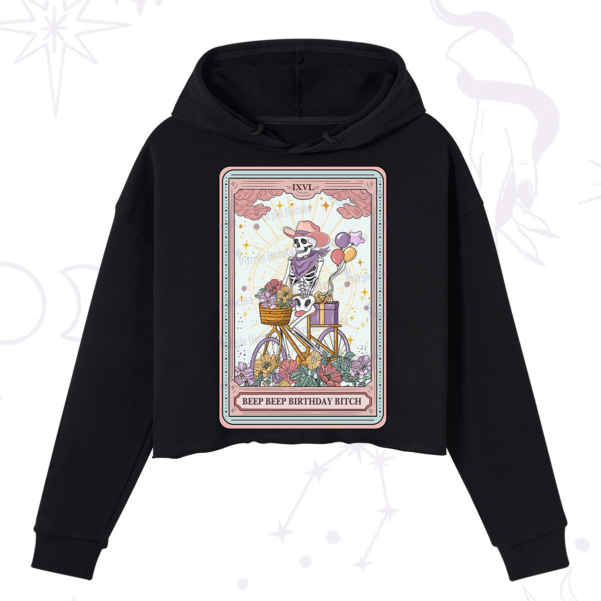 Purplehecate The Beep Beep Birthday Bitch Tarot Crop Hoodie