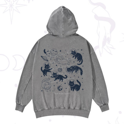 Purplehecate Cats in Space Washed Hoodie