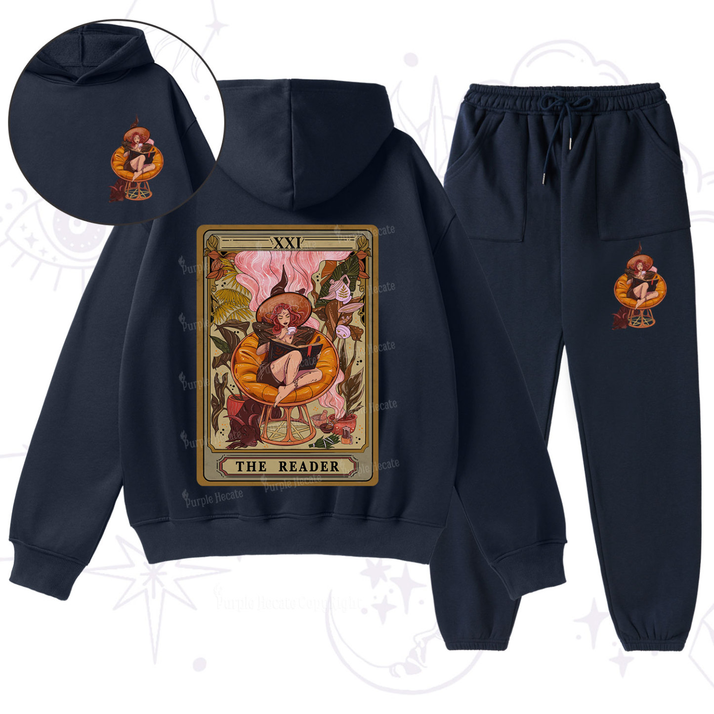Purplehecate The Reader Tarot Card Fleece Hoodie Suit