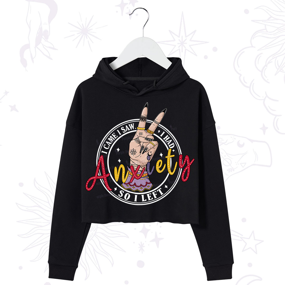 Purplehecate I Had Anxiety So I Left Crop Hoodie