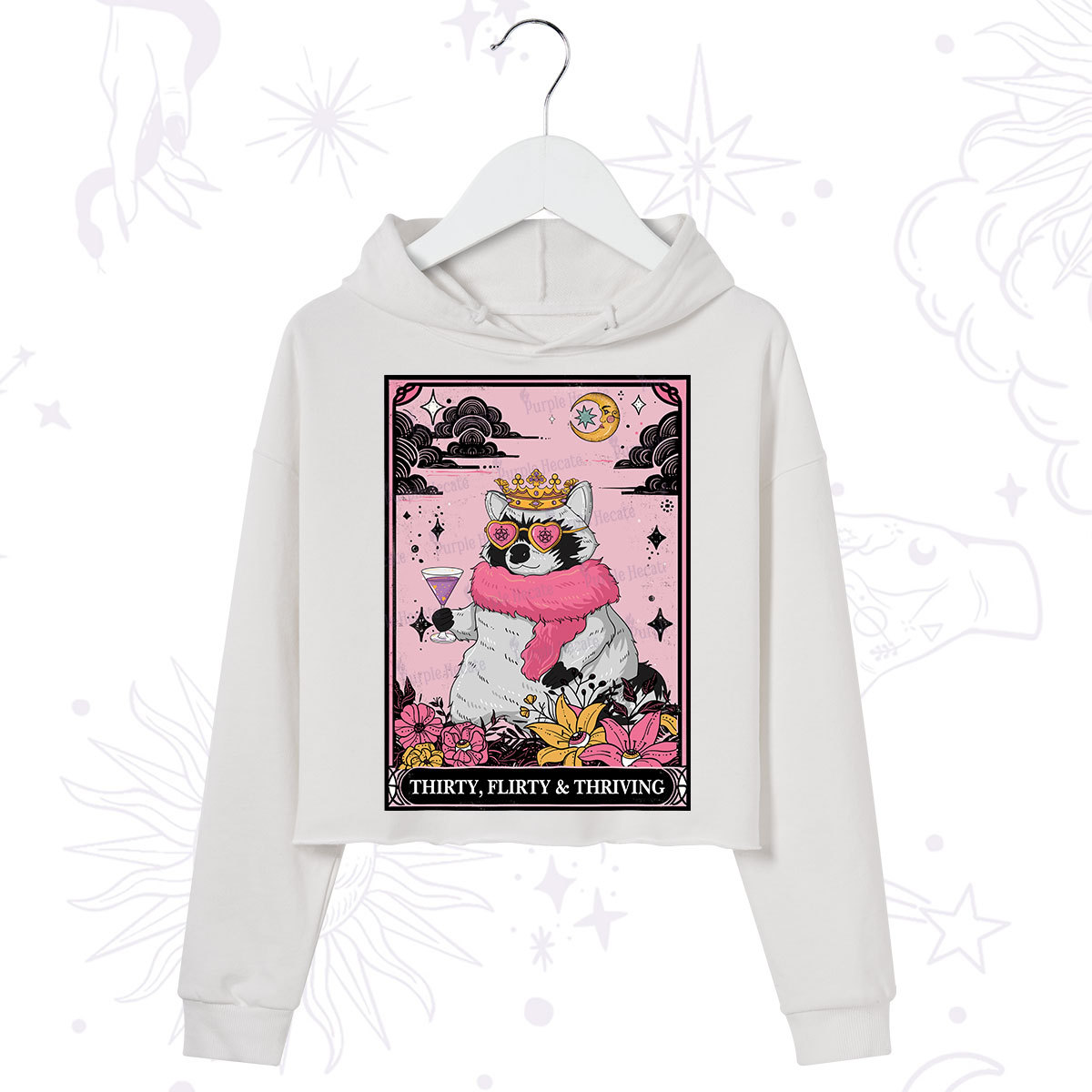 Purplehecate The Thirty Flirty Thriving Oracle Card Crop Hoodie