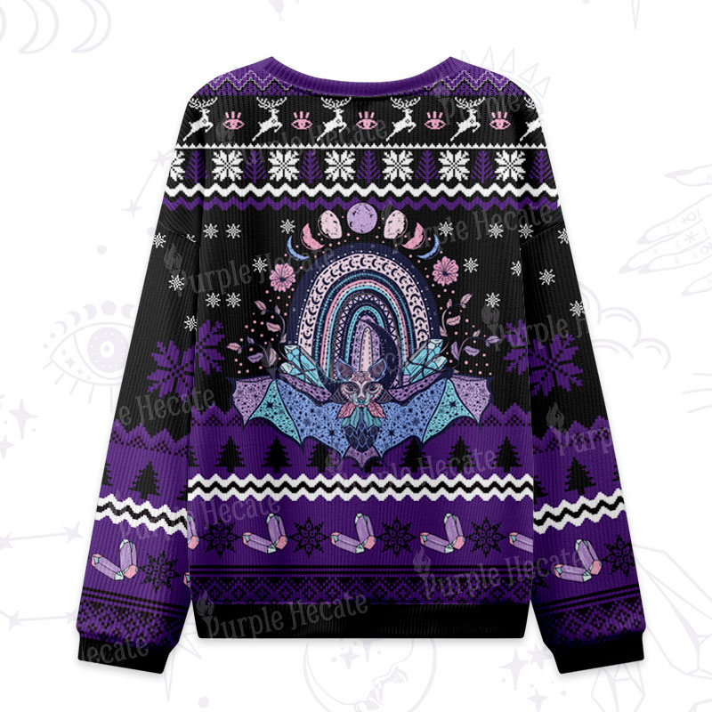 Purplehecate Moon Phase Bat Ugly Christmas Sweatshirts