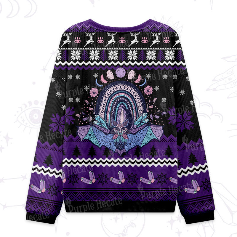 Purplehecate Moon Phase Bat Ugly Christmas Sweatshirts