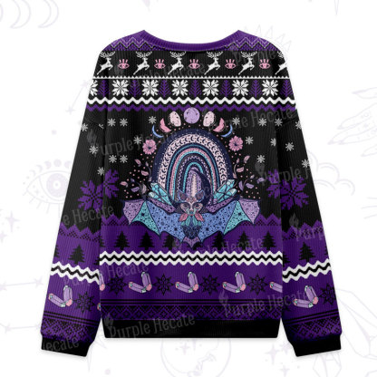 Purplehecate Moon Phase Bat Ugly Christmas Sweatshirts