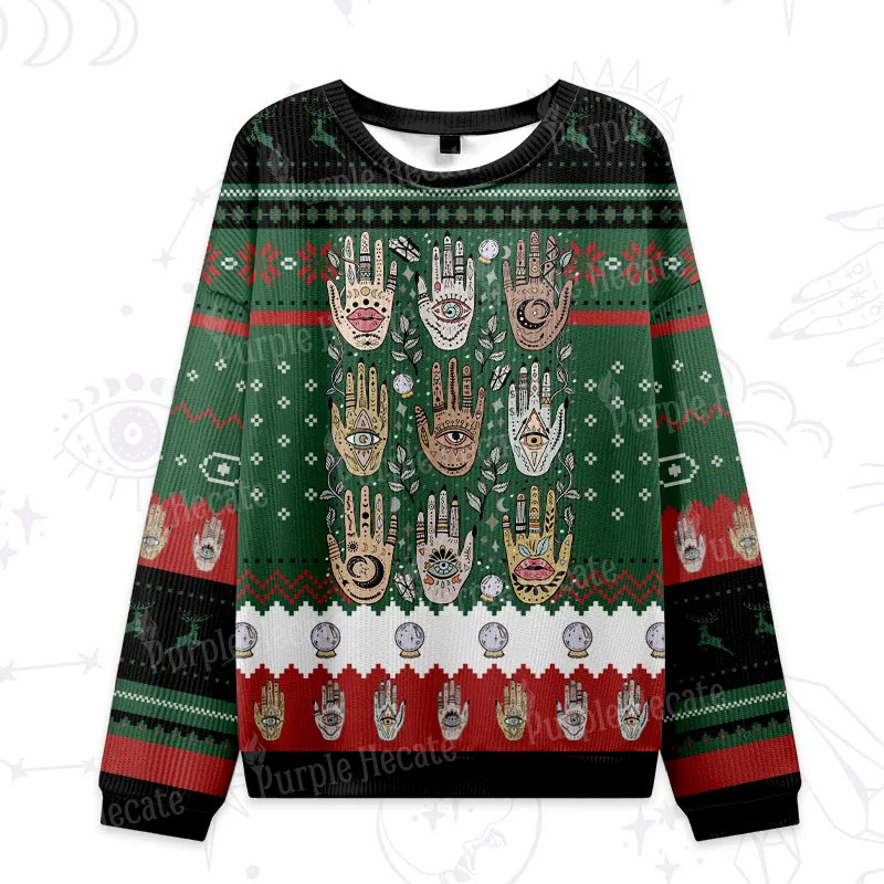 Purplehecate Helping Hands Ugly Christmas Sweatshirts