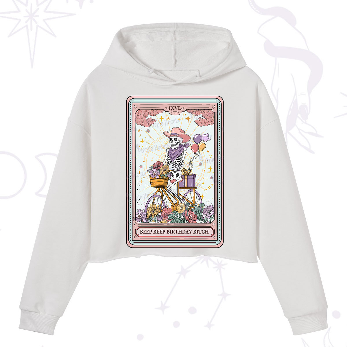 Purplehecate The Beep Beep Birthday Bitch Tarot Crop Hoodie
