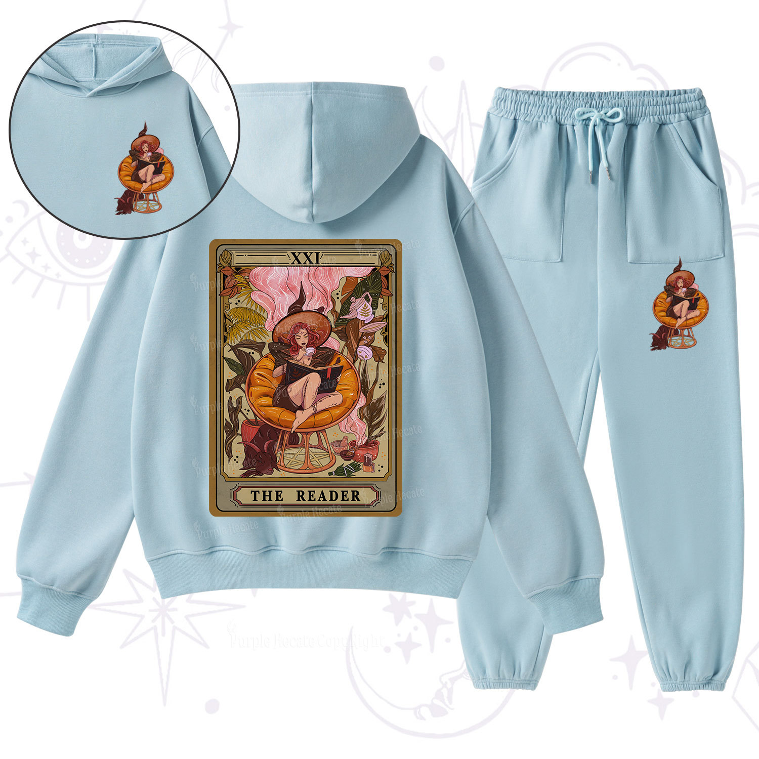 Purplehecate The Reader Tarot Card Fleece Hoodie Suit