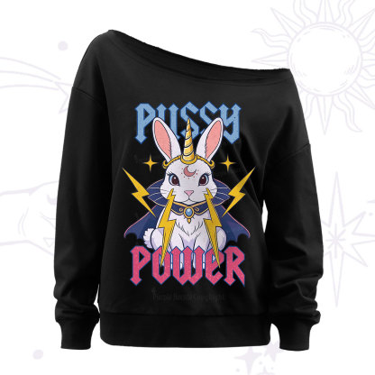 Purplehecate Pussy Power Magic Bunny Off The Shoulder Sweatshirt