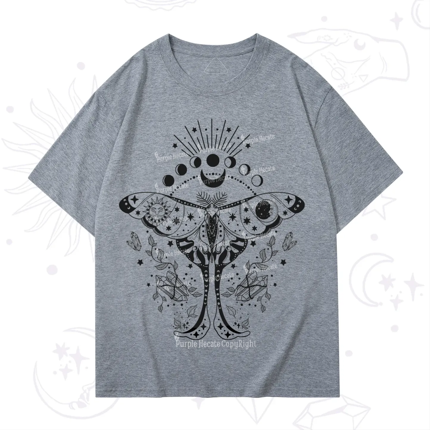 Purplehecate Moonlit Celestial Moth T-Shirt