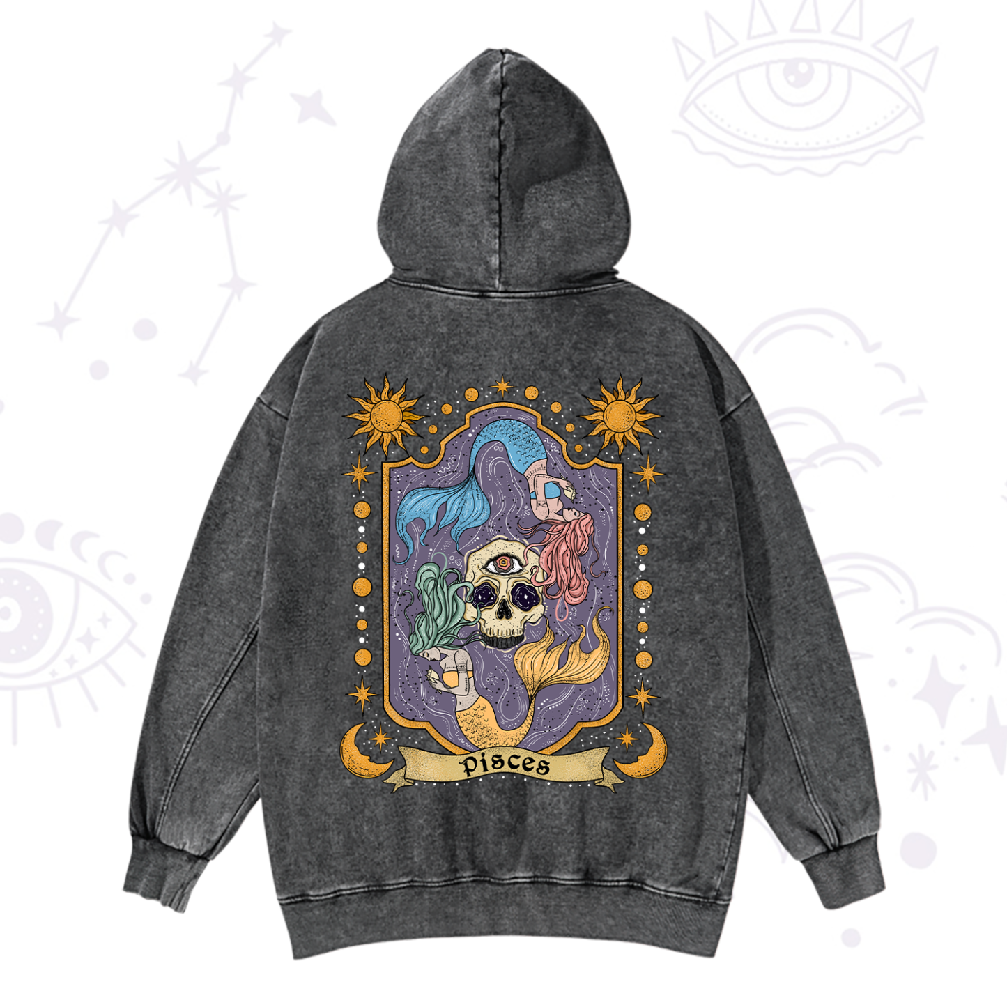 Magic Purplehecate Pisces Zodiac Washed Hoodie
