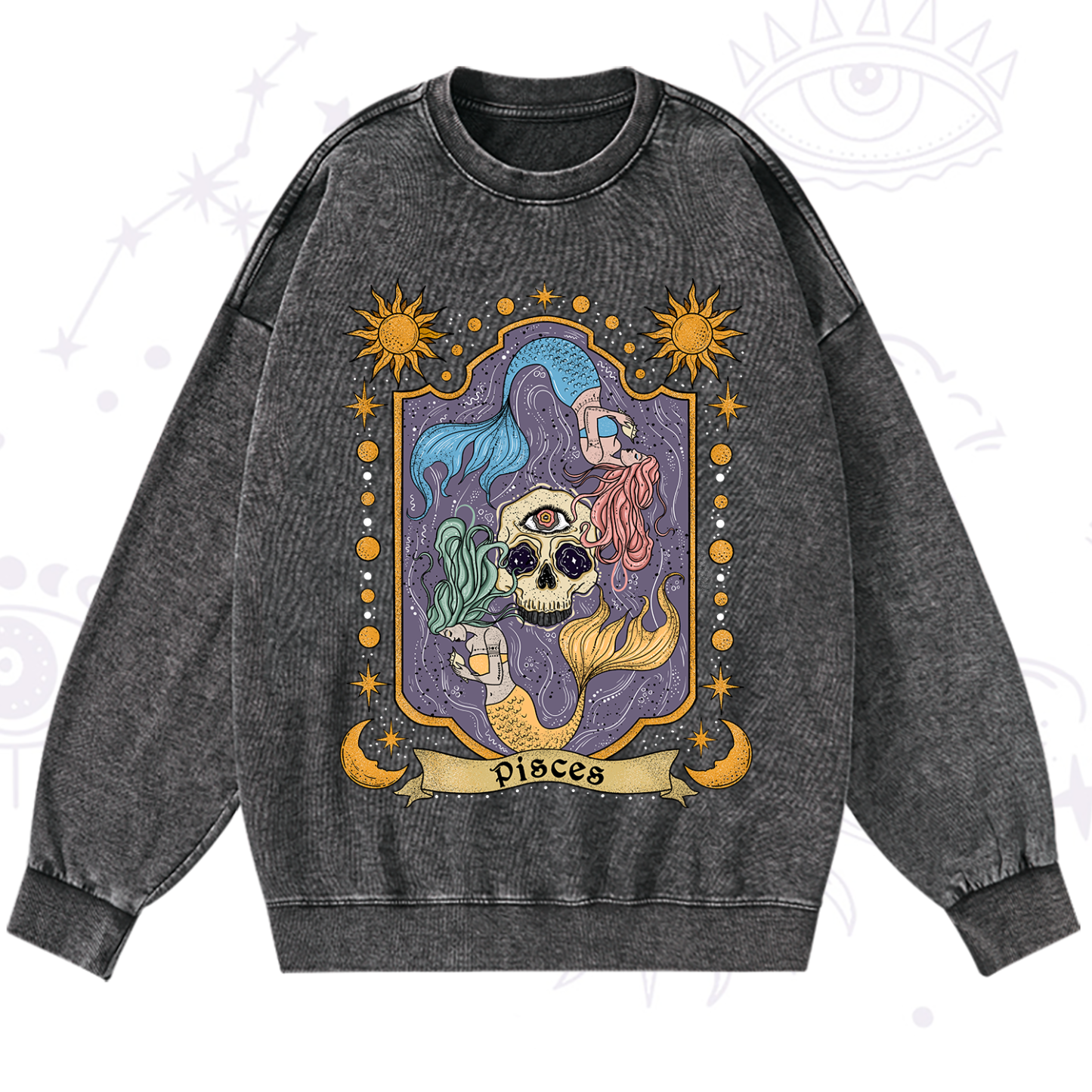 Magic Purplehecate Pisces Zodiac Washed Sweatshirt