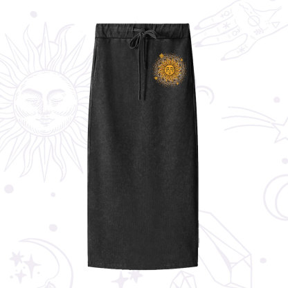 Purplehecate Celestial Sun Washed Drawstring Long Skirt