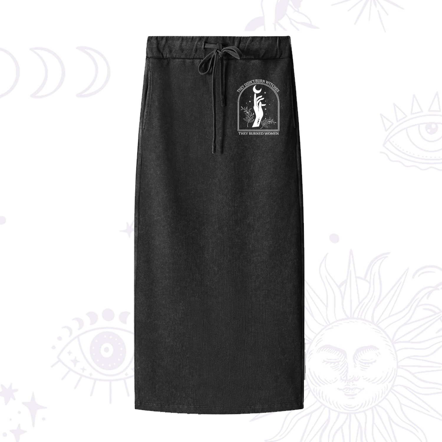 Purplehecate They Didn't Burn Witches They Burned Women Washed Drawstring Long Skirt