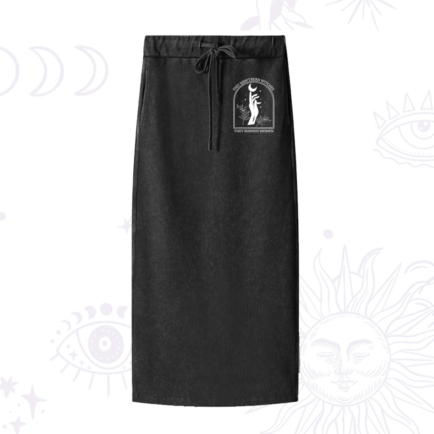 Purplehecate They Didn't Burn Witches They Burned Women Washed Drawstring Long Skirt