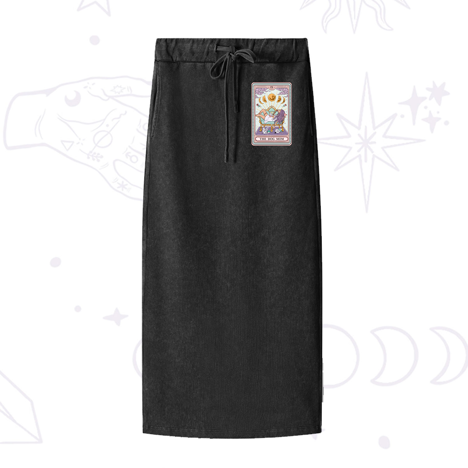 Purplehecate The Dog Mom Tarot Washed Drawstring Long Skirt