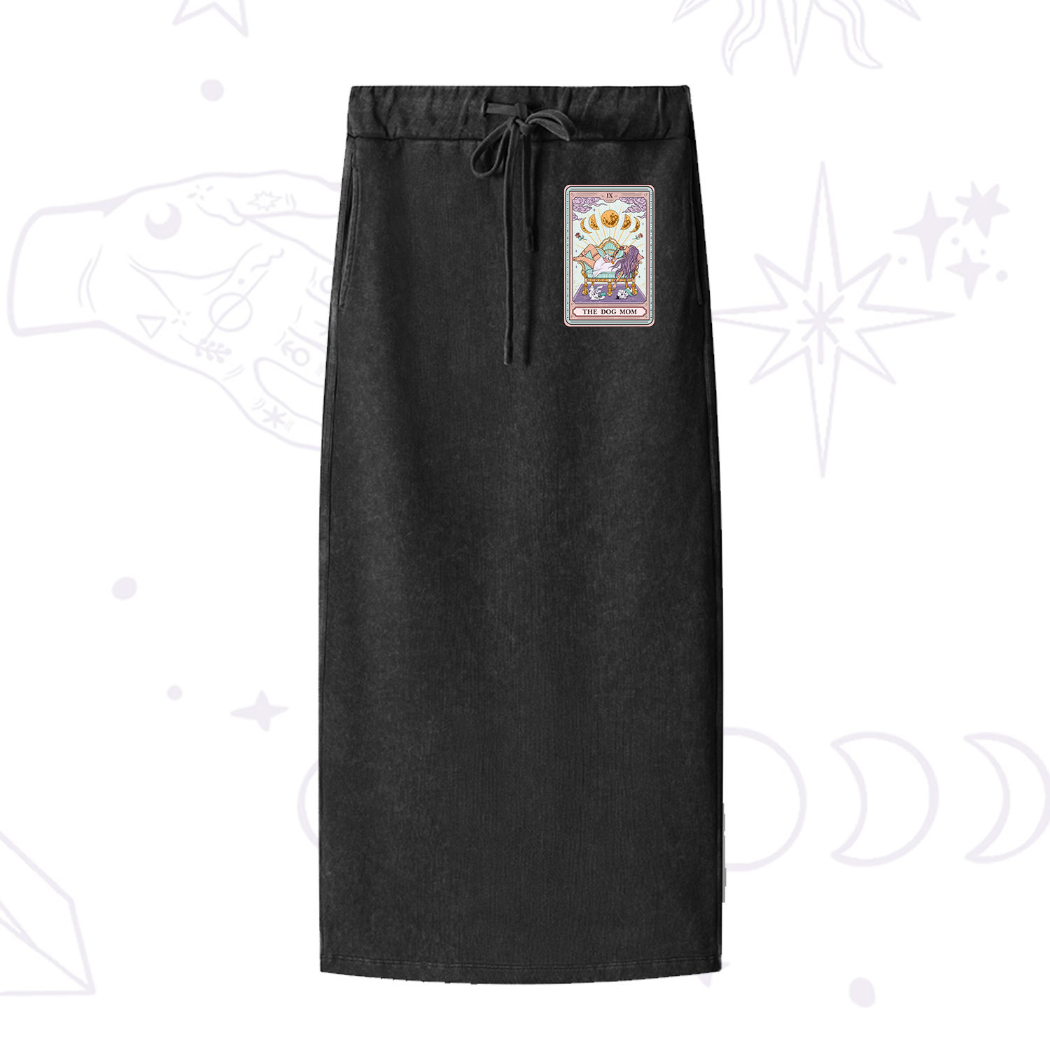 Purplehecate The Dog Mom Tarot Washed Drawstring Long Skirt