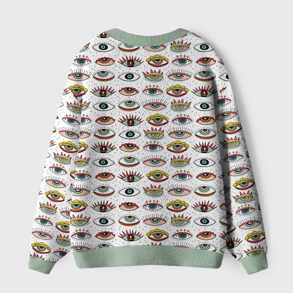 Purplehecate Evil Eye Pattern Ugly Cardigan Sweaters