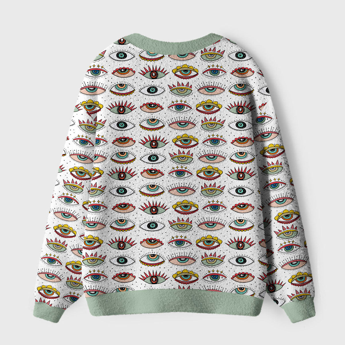 Purplehecate Evil Eye Pattern Ugly Cardigan Sweaters