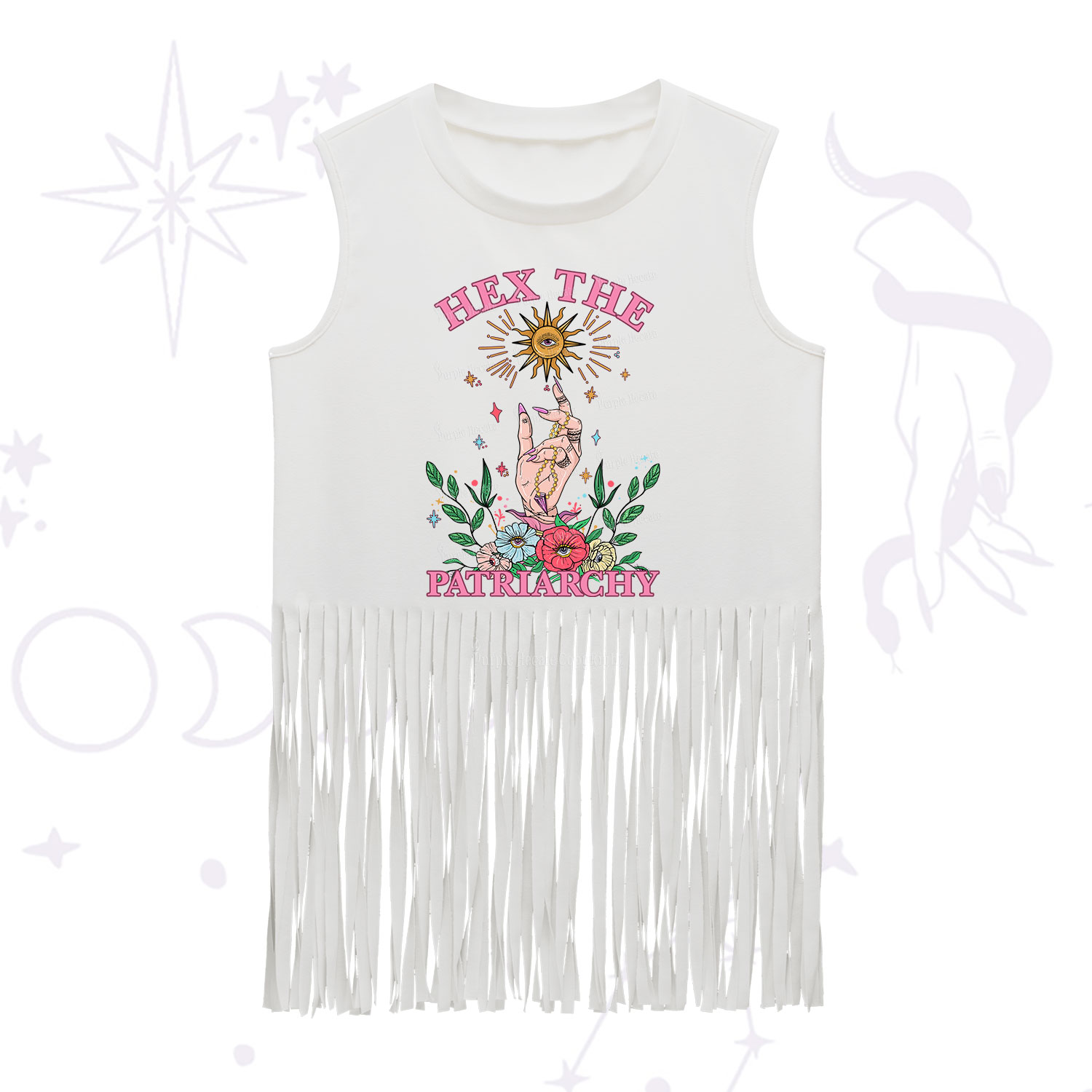 Purplehecate Hex The Patriarchy Witchy Fringe Tank Top