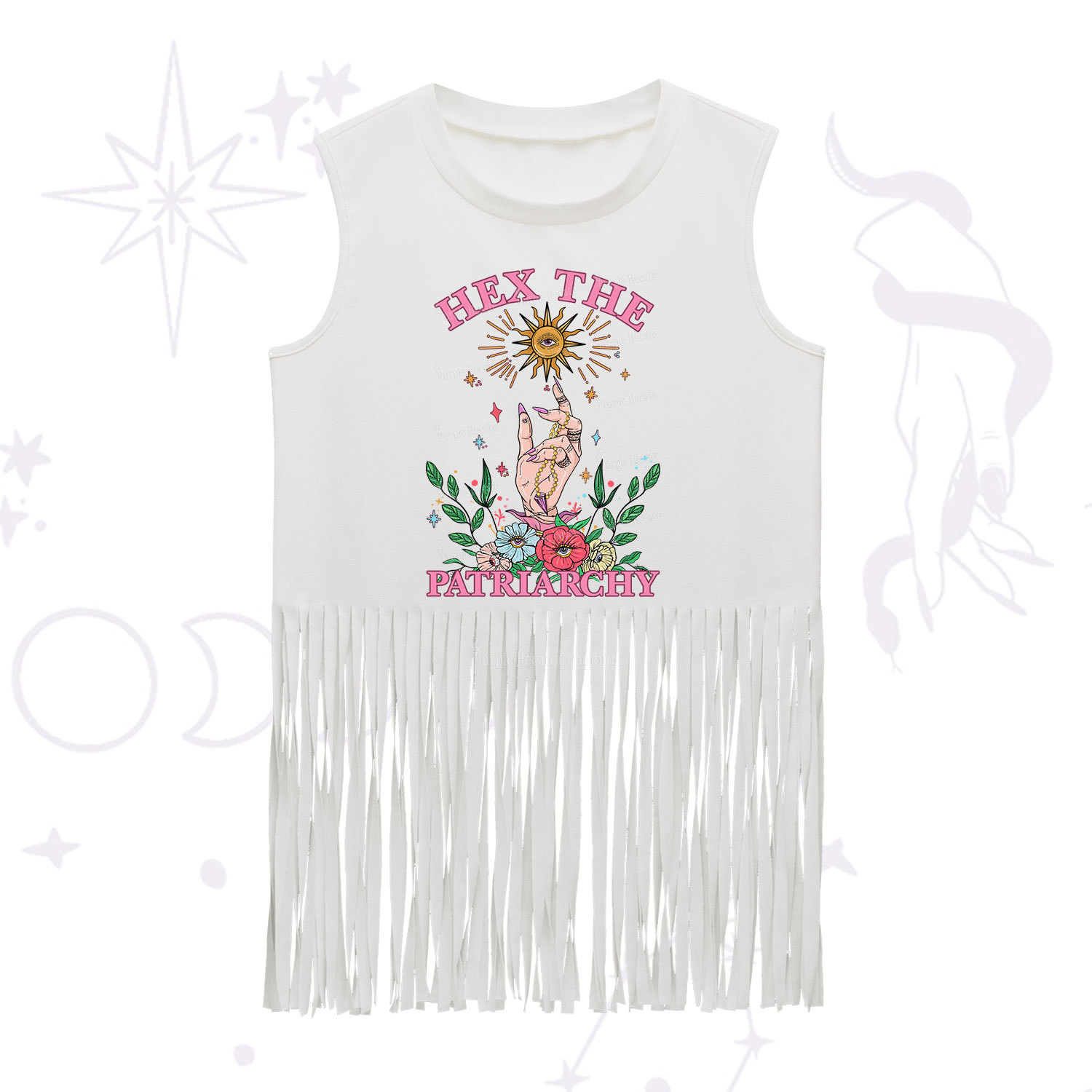 Purplehecate Hex The Patriarchy Witchy Fringe Tank Top