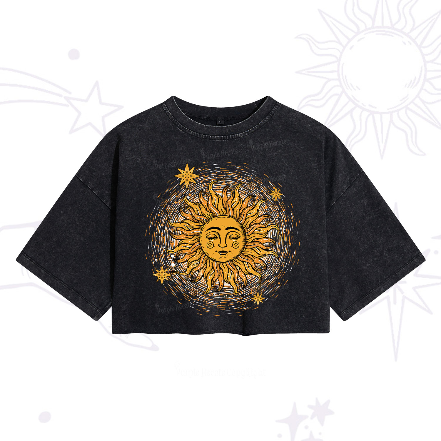 Purplehecate Celestial Sun Washed Cropped T-Shirt