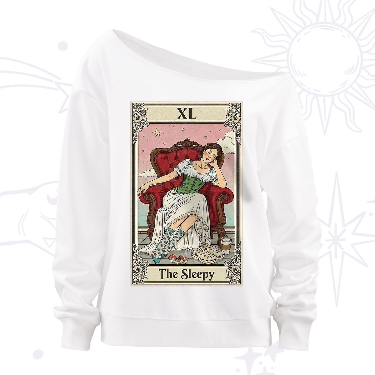 Purplehecate The Sleepy Tarot Off The Shoulder Sweatshirt