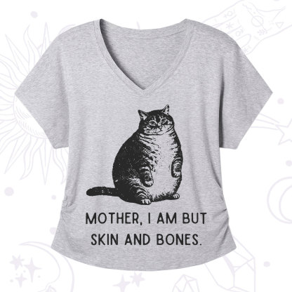 Purplehecate Cat Mother I Am But Skin And Bones V-Neck T-Shirt
