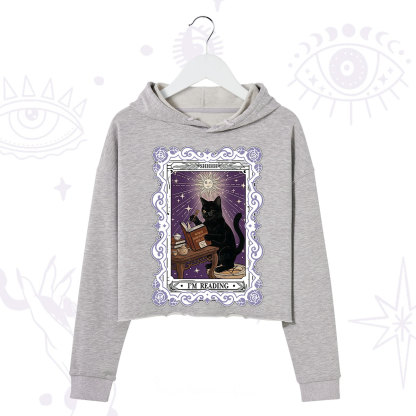 Purplehecate The Reading Cat Tarot Crop Hoodie