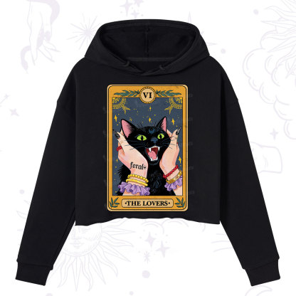 Purplehecate The Lovers Tarot Feral Cat Crop Hoodie