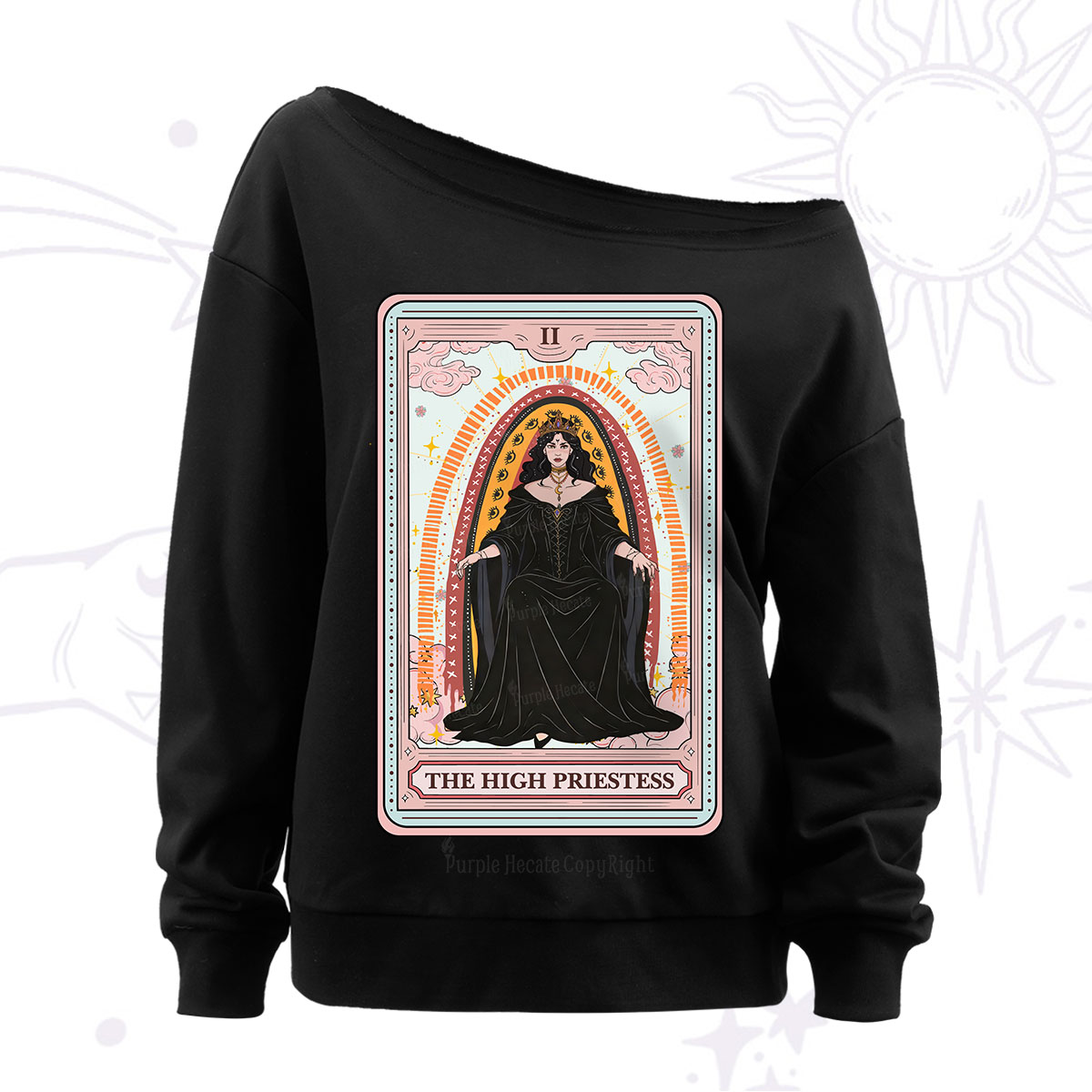 Purplehecate The High Priestess Tarot Off The Shoulder Sweatshirt