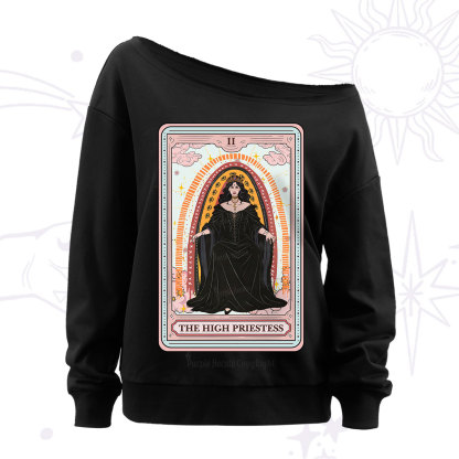 Purplehecate The High Priestess Tarot Off The Shoulder Sweatshirt