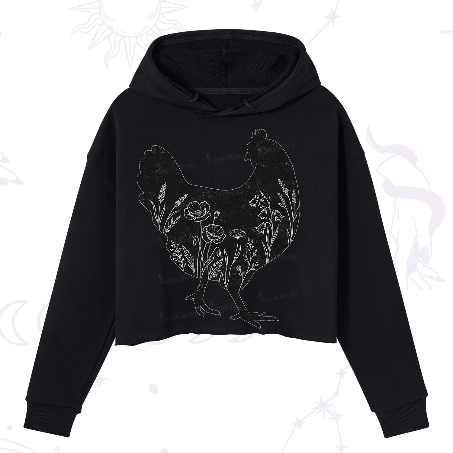 Purplehecate Floral Chicken Crop Hoodie