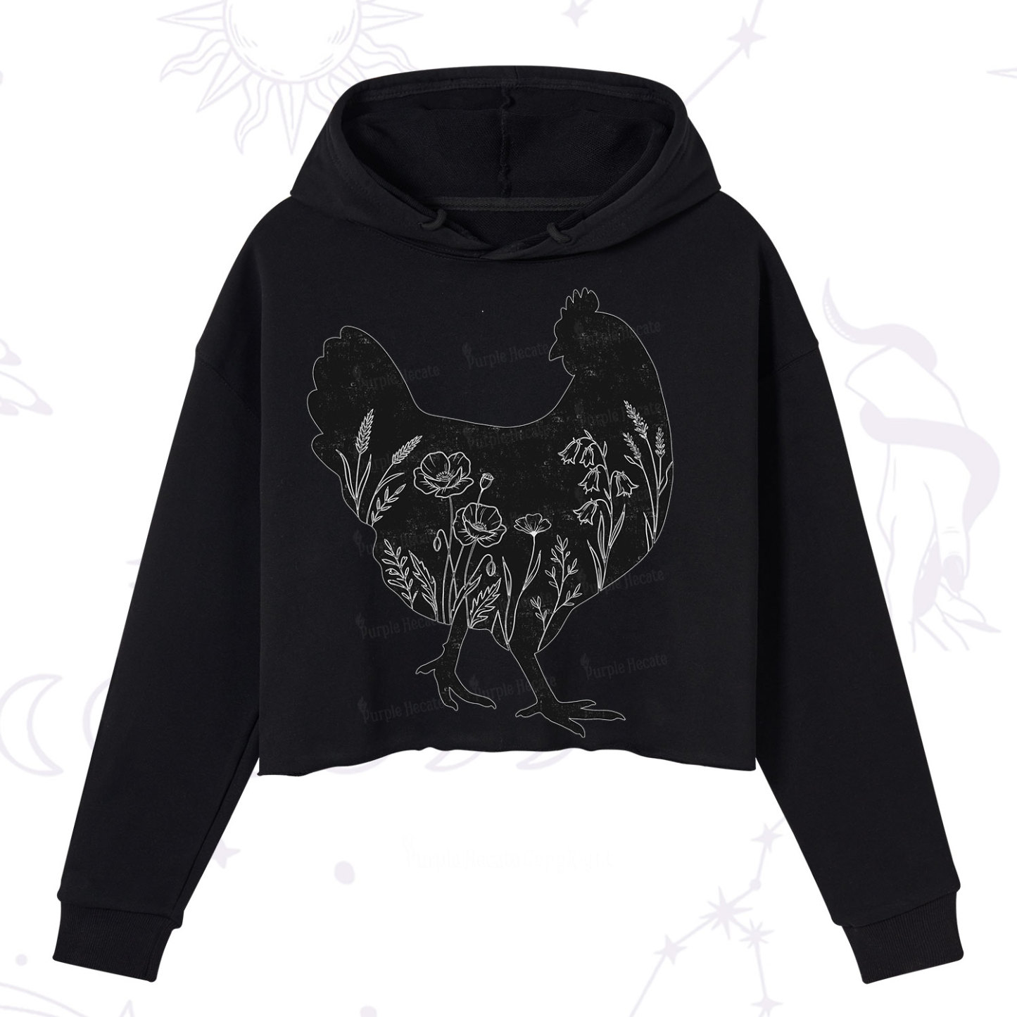 Purplehecate Floral Chicken Crop Hoodie
