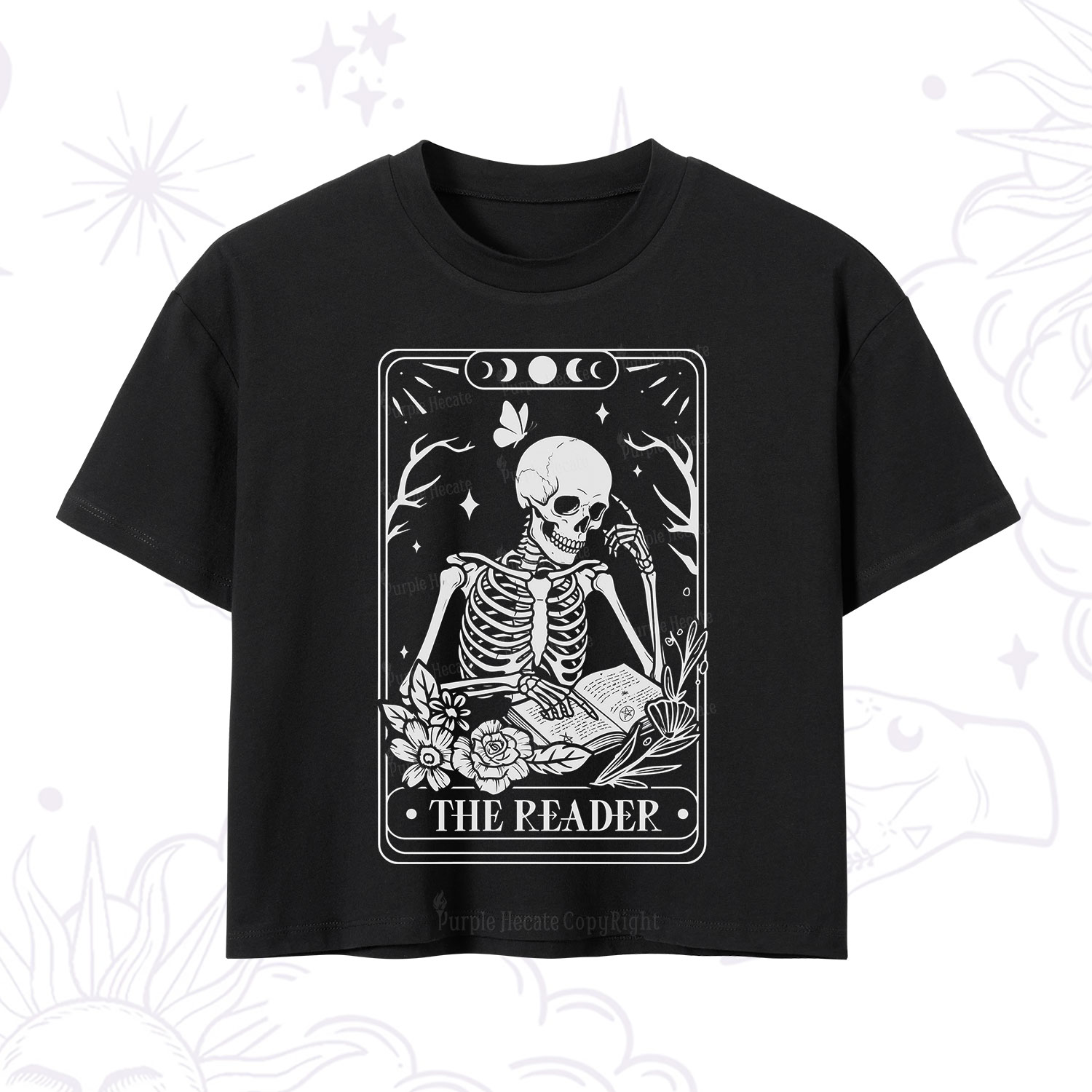 Purplehecate The Reader Tarot Skeleton Crop T-Shirt