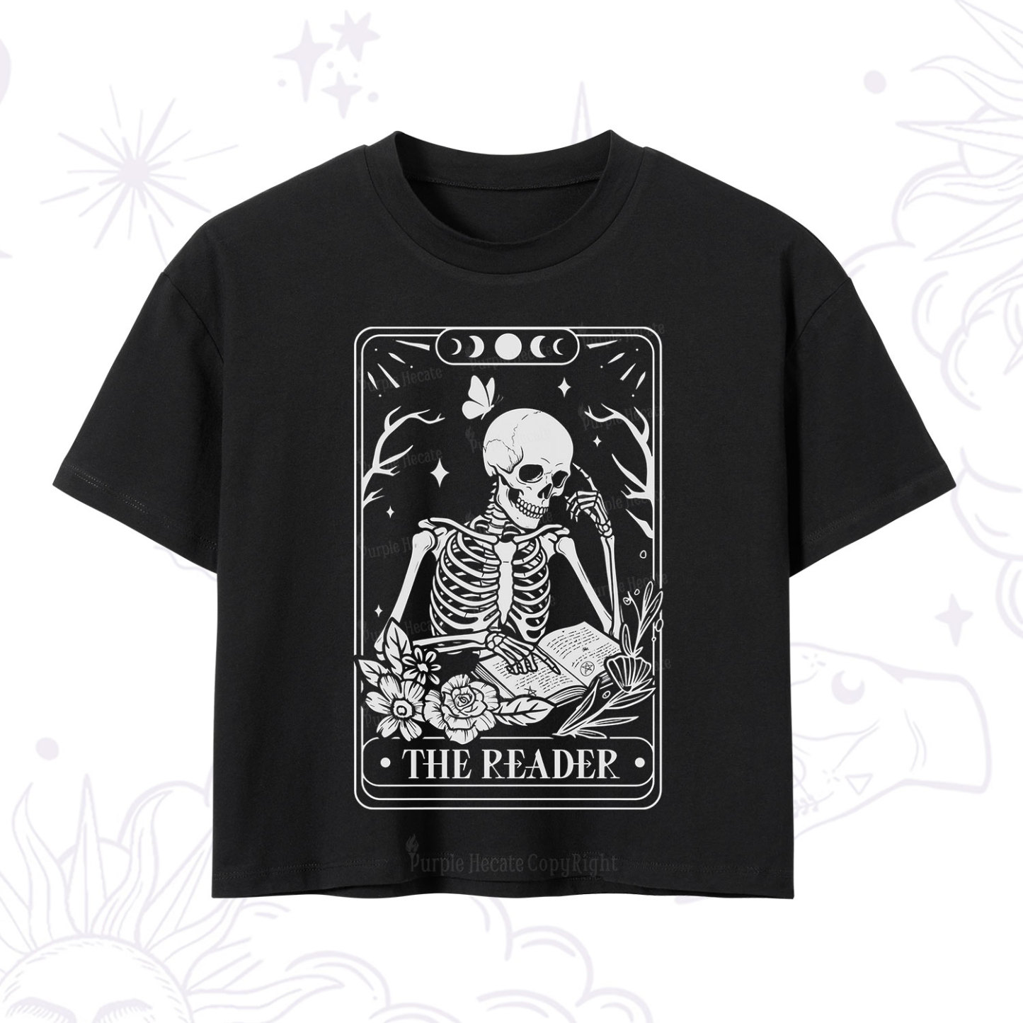 Purplehecate The Reader Tarot Skeleton Crop T-Shirt
