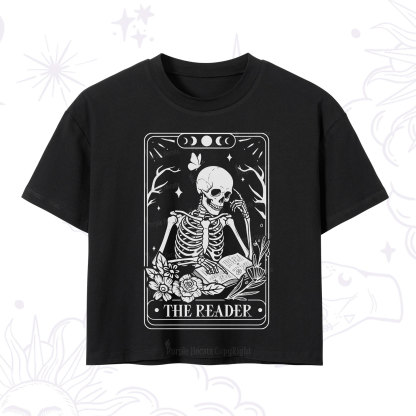 Purplehecate The Reader Tarot Skeleton Crop T-Shirt