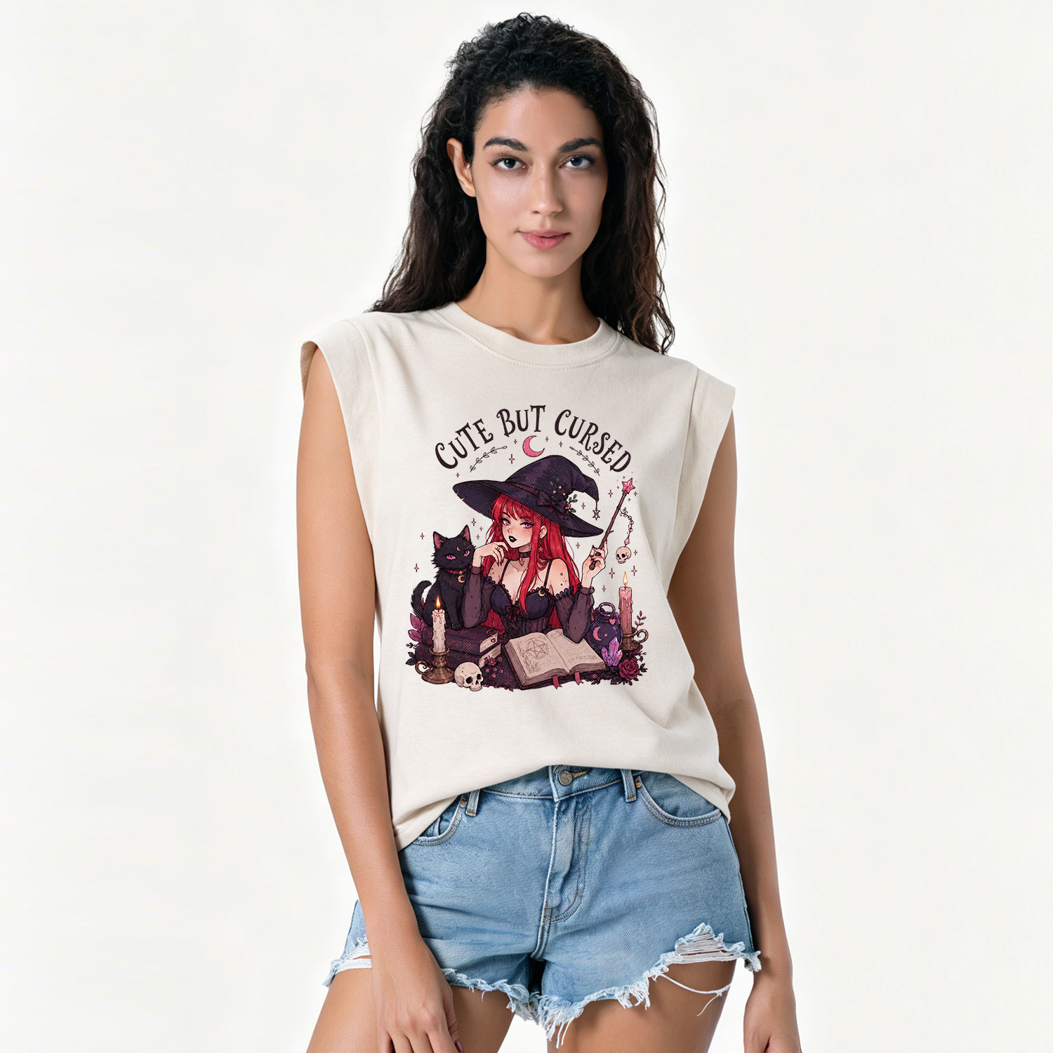 Purplehecate Cute But Cursed Witch Vintage Washed Tank