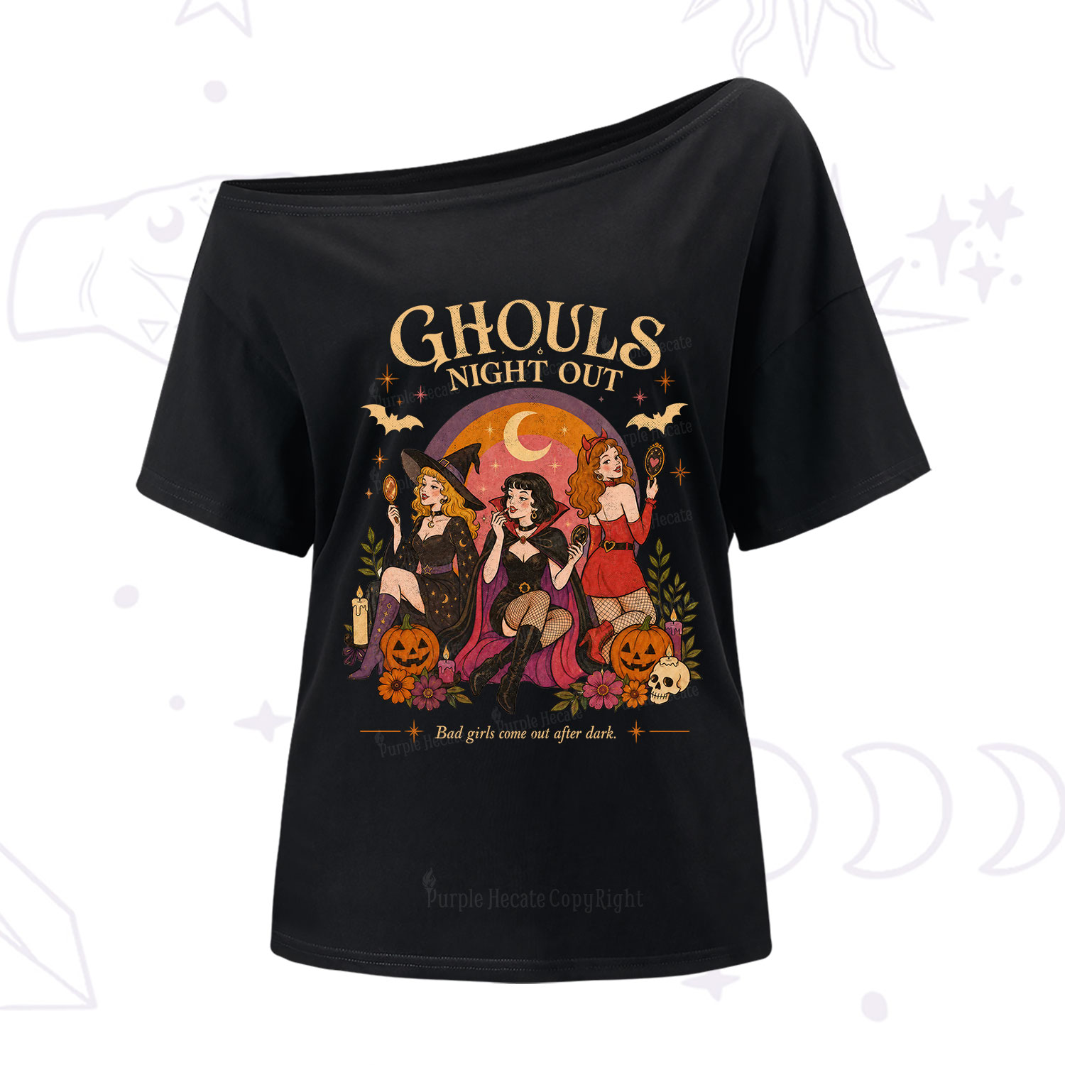 Purplehecate Ghouls Night Out One Shoulder T-Shirt