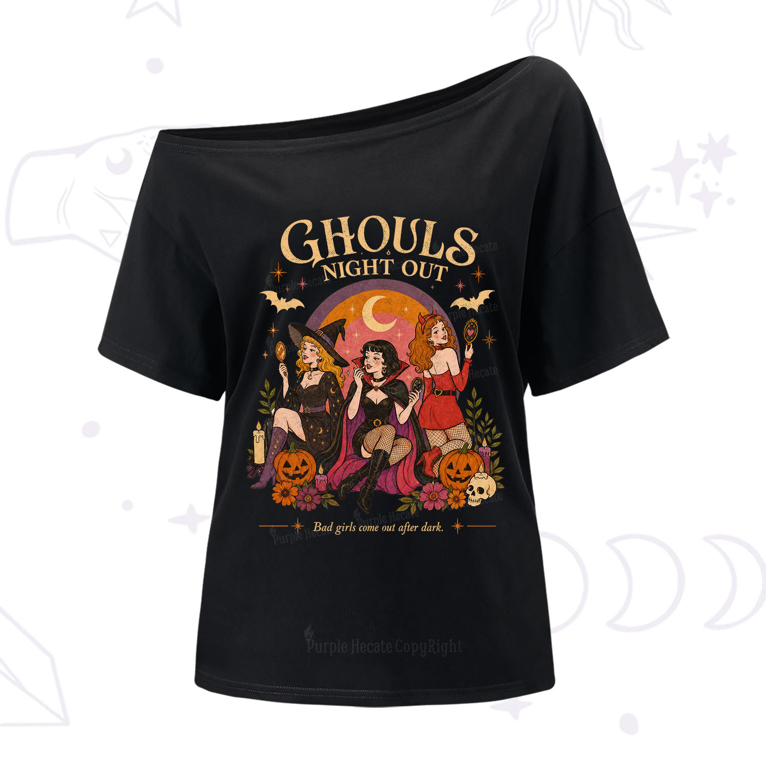 Purplehecate Ghouls Night Out One Shoulder T-Shirt